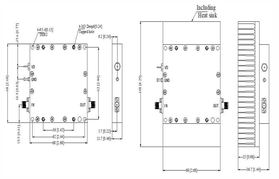 RFLUPA00M40GA寬帶功率放大器0.02 GHz – 3 GHz