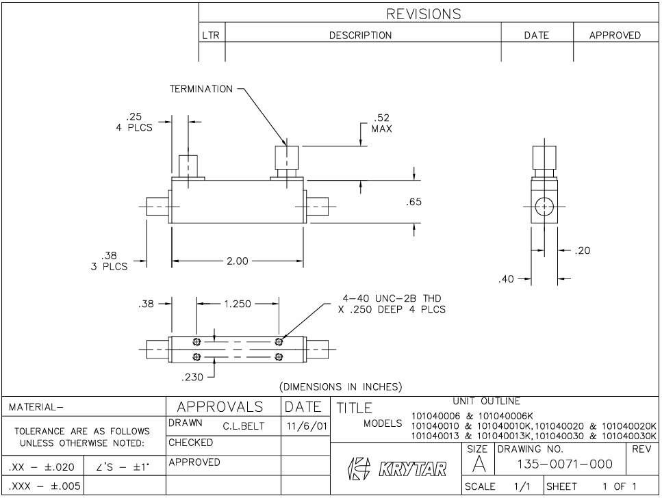 101040020/101040020K定向耦合器KRYTAR